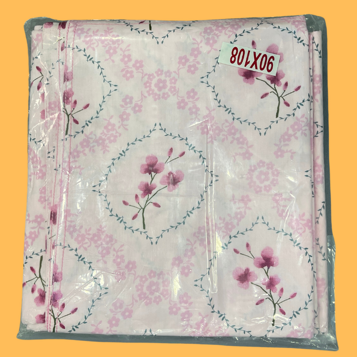 Light Pink Garden Double Bedsheet with Pillow Covers/90" x 108"