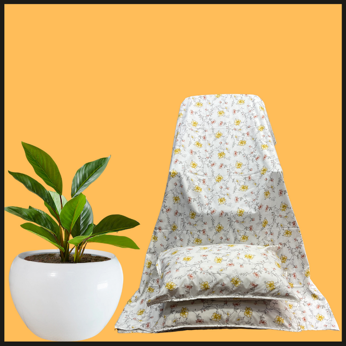 Off White/Yellow Floral Double Bedsheet with Pillow Covers/90" x 108"