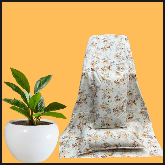 Peach Floral Garden Double Bedsheet with Pillow Covers/90" x 108"