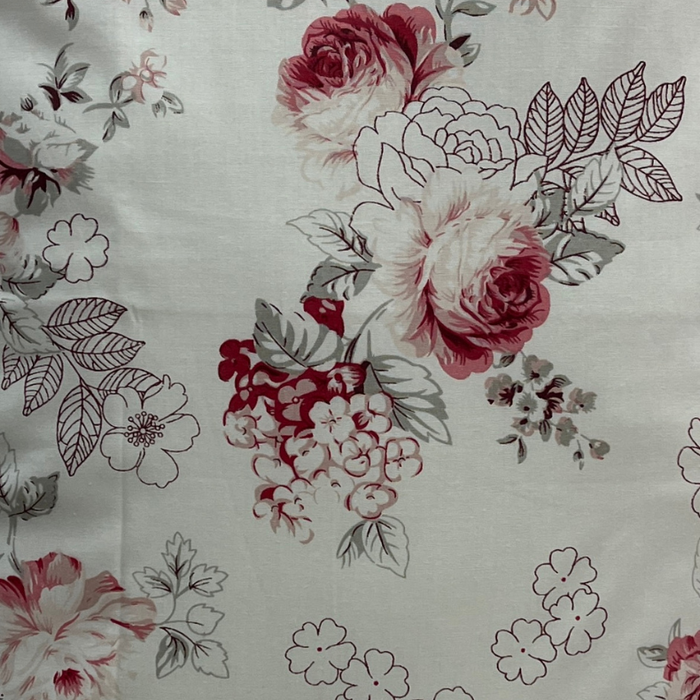 White/Red Floral Garden Double Bedsheet with Pillow Covers/90" x 108"