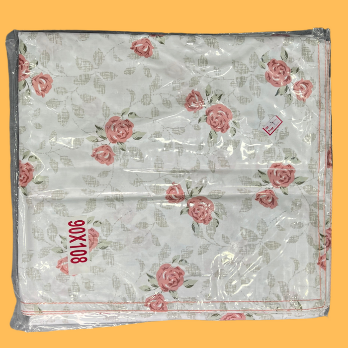 Peach Floral Double Bedsheet with Pillow Covers/90" x 108"