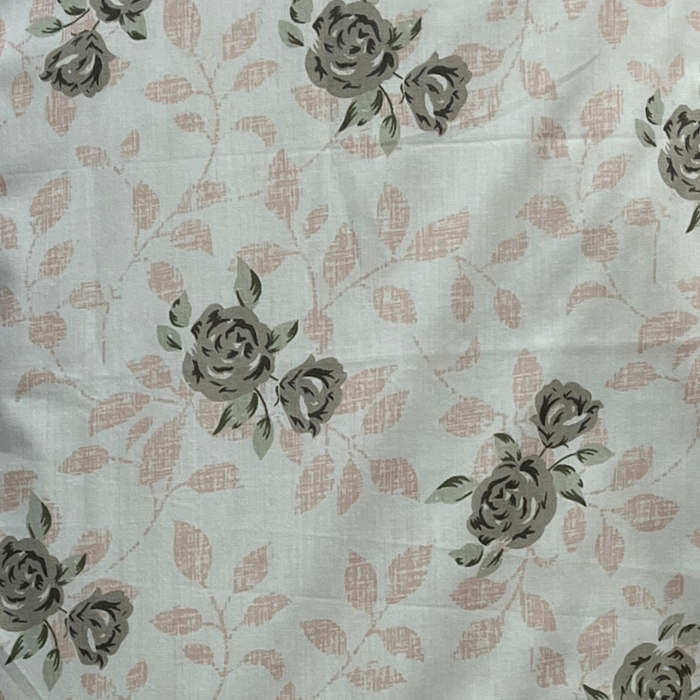 Grey Floral Double Bedsheet with Pillow Covers/90" x 108"