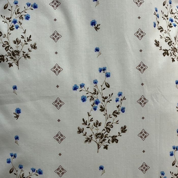 White/Blue Floral Double Bedsheet with Pillow Covers/90" x 108"