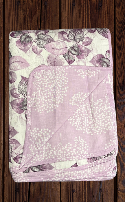 Blanket | Dohar. Lavender/Grey Garden, Soft & Cozy. One Double bed Reversible | Laces and Frills