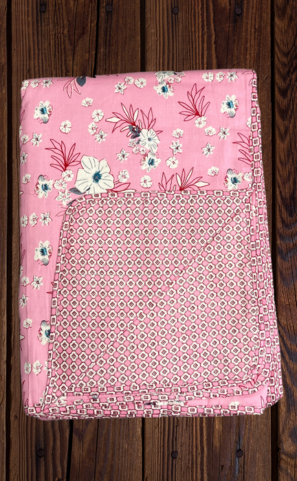 Blanket | Dohar. Pink Flora, Soft & Cozy. One Double bed Reversible | Laces and Frills