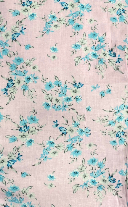 Blanket | Dohar. Pink/Sky Blue Flora, Soft & Cozy. One Double bed Reversible | Laces and Frills