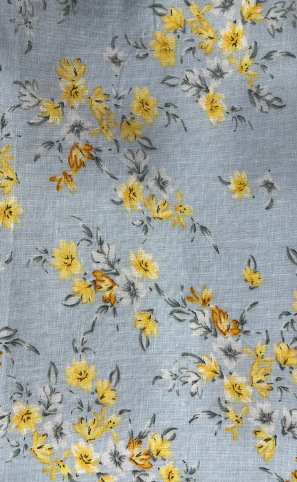 Blanket | Dohar. Grey/Yellow Flora, Soft & Cozy. One Double bed Reversible | Laces and Frills