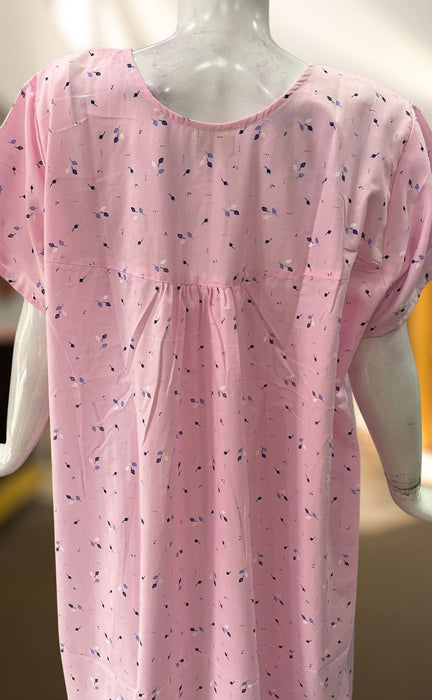 Pink Leafy Pure Boutique Cotton Nighty. Pure Durable Cotton, Laces and  Frills