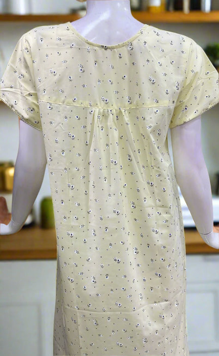 Yellow Floral Boutique Pastel Nighty. Pure Durable Cotton | Laces and Frills - Laces and Frills