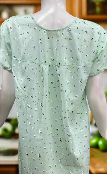 Sea Green Pure Floral Boutique Pastel Nighty. Pure Durable Cotton | Laces and Frills - Laces and Frills