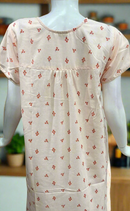 Peach Floral Boutique Pastel Nighty. Pure Durable Cotton | Laces and Frills - Laces and Frills