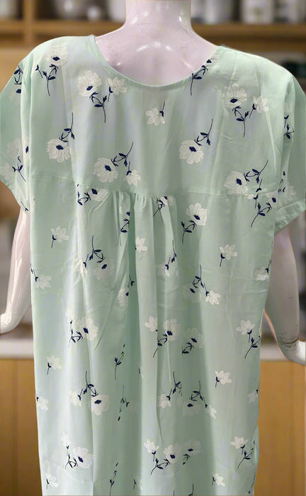 Sea Green Floral Boutique Pastel Nighty. Pure Durable Cotton | Laces and Frills - Laces and Frills