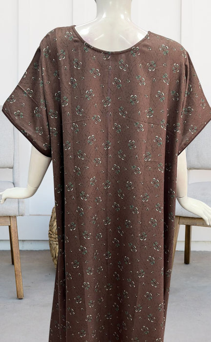 Brown Floral Spun Nighty. Flowy Spun Fabric | Laces and Frills - Laces and Frills