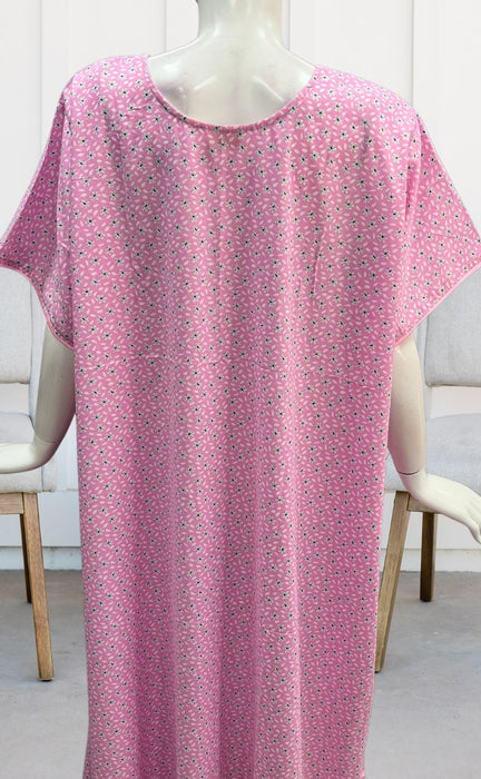 Baby Pink Tiny Floral Soft Cotton Nighty. Soft Breathable Fabric | Laces and Frills - Laces and Frills