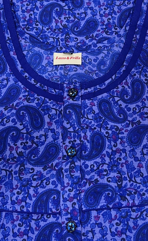 Blue Manga Motifs Soft Cotton Nighty. Soft Breathable Fabric | Laces and Frills - Laces and Frills