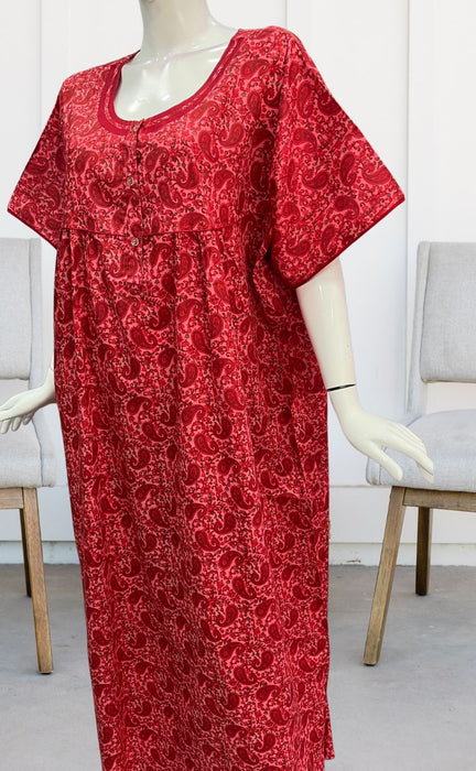 Red Manga Motifs Soft Cotton Nighty. Soft Breathable Fabric | Laces and Frills - Laces and Frills