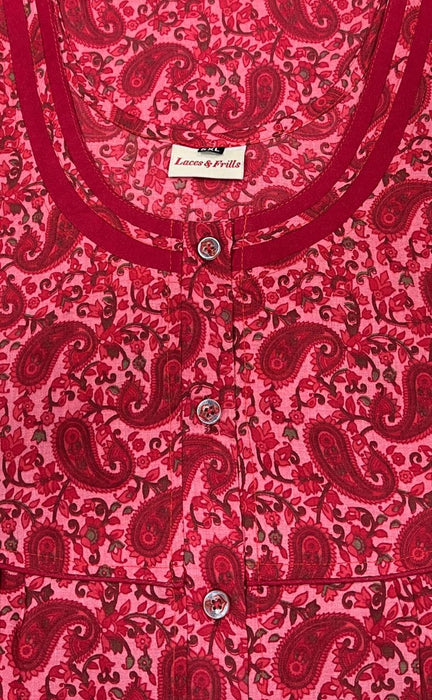 Red Manga Motifs Soft Cotton Nighty. Soft Breathable Fabric | Laces and Frills - Laces and Frills