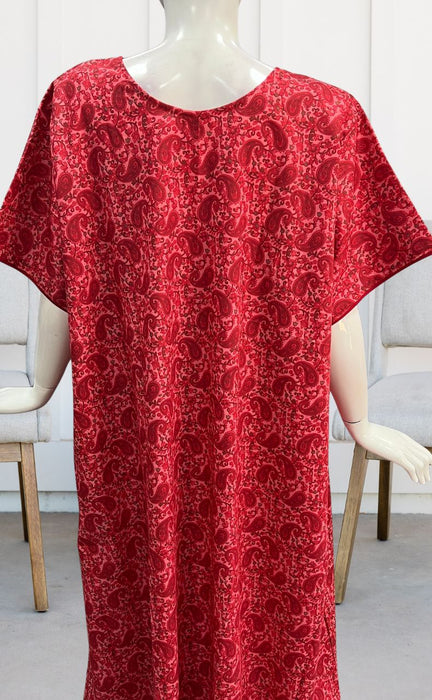 Red Manga Motifs Soft Cotton Nighty. Soft Breathable Fabric | Laces and Frills - Laces and Frills