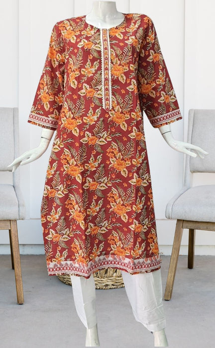 Maroon Garden Jaipuri Cotton Kurti. Pure Versatile Cotton. | Laces and Frills