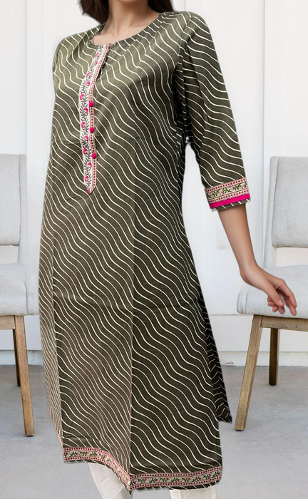 Ash Grey/White Zigzag Jaipuri Cotton Kurti. Pure Versatile Cotton. | Laces and Frills