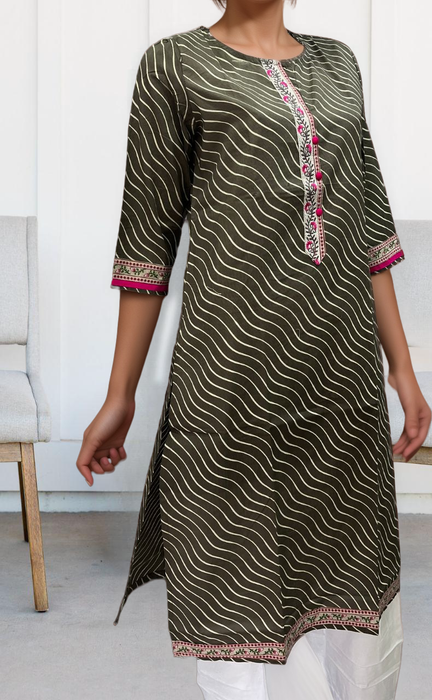 Ash Grey/White Zigzag Jaipuri Cotton Kurti. Pure Versatile Cotton. | Laces and Frills