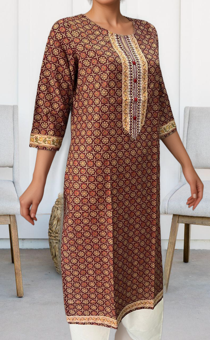 Maroon Flora Jaipuri Cotton Kurti. Pure Versatile Cotton. | Laces and Frills