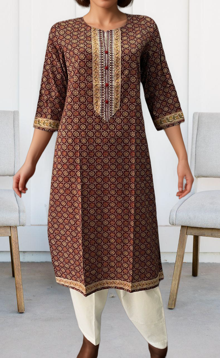 Maroon Flora Jaipuri Cotton Kurti. Pure Versatile Cotton. | Laces and Frills