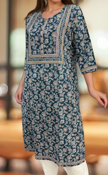 Indigo Blue Garden Jaipuri Cotton Kurti. Pure Versatile Cotton. | Laces and Frills