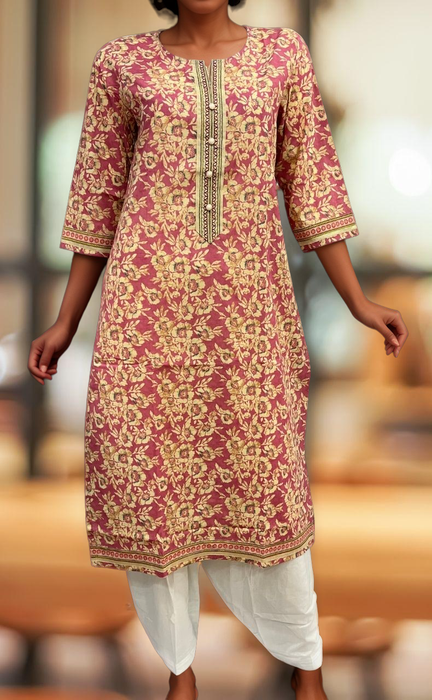 Pink Garden Jaipuri Cotton Kurti. Pure Versatile Cotton. | Laces and Frills