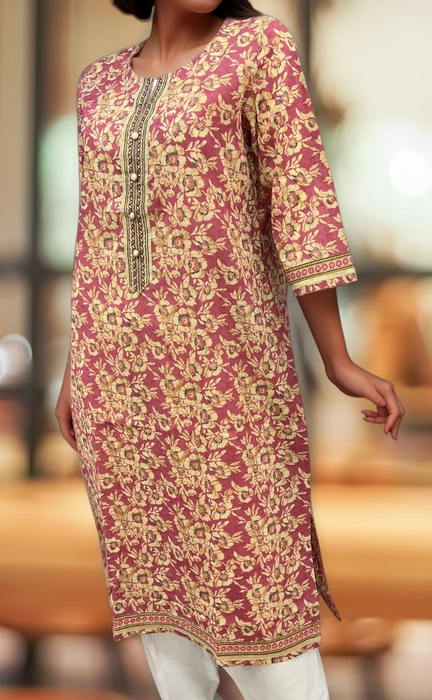 Pink Garden Jaipuri Cotton Kurti. Pure Versatile Cotton. | Laces and Frills