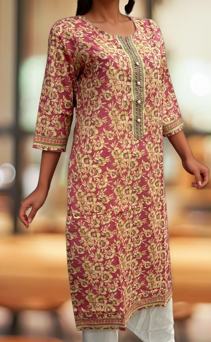 Pink Garden Jaipuri Cotton Kurti. Pure Versatile Cotton. | Laces and Frills