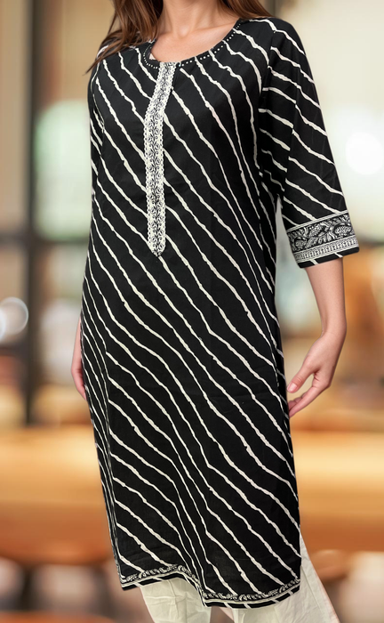 Black Stripes Jaipuri Cotton Kurti. Pure Versatile Cotton. | Laces and Frills