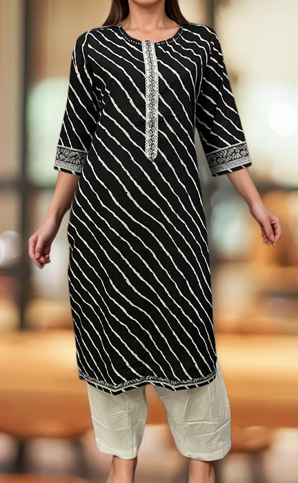 Black Stripes Jaipuri Cotton Kurti. Pure Versatile Cotton. | Laces and Frills