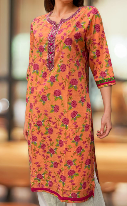 Peach Garden Jaipuri Cotton Kurti. Pure Versatile Cotton. | Laces and Frills