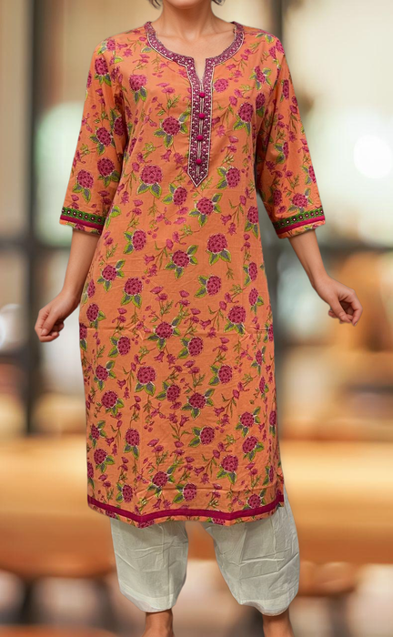 Peach Garden Jaipuri Cotton Kurti. Pure Versatile Cotton. | Laces and Frills