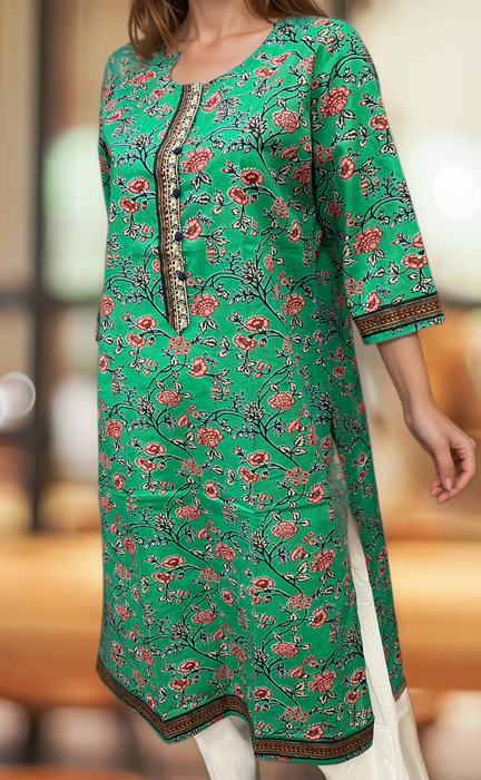 Green Garden Jaipuri Cotton Kurti. Pure Versatile Cotton. | Laces and Frills