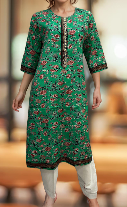 Green Garden Jaipuri Cotton Kurti. Pure Versatile Cotton. | Laces and Frills