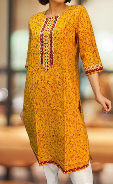 Yellow/Red Garden Jaipuri Cotton Kurti. Pure Versatile Cotton. | Laces and Frills