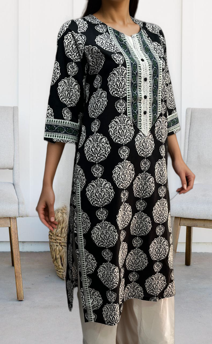 Black Garden Jaipuri Cotton Kurti. Pure Versatile Cotton. | Laces and Frills