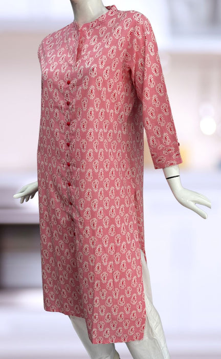 Pink Tiny Flora Jaipuri Cotton Kurti. Pure Versatile Cotton. | Laces and Frills - Laces and Frills