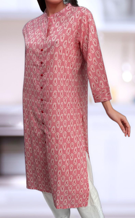 Pink Tiny Flora Jaipuri Cotton Kurti. Pure Versatile Cotton. | Laces and Frills