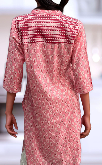 Pink Tiny Flora Jaipuri Cotton Kurti. Pure Versatile Cotton. | Laces and Frills