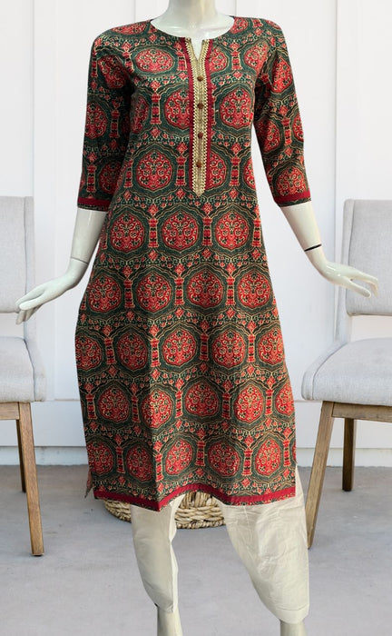 Bottle Green Garden Jaipuri Cotton Kurti. Pure Versatile Cotton. | Laces and Frills