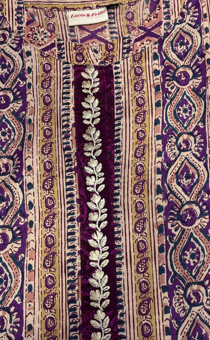 Purple Garden Jaipuri Cotton Kurti. Pure Versatile Cotton. | Laces and Frills