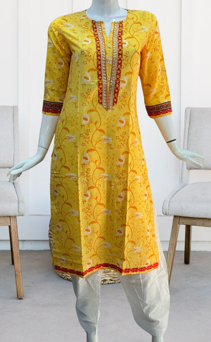 Yellow Garden Jaipuri Cotton Kurti. Pure Versatile Cotton. | Laces and Frills