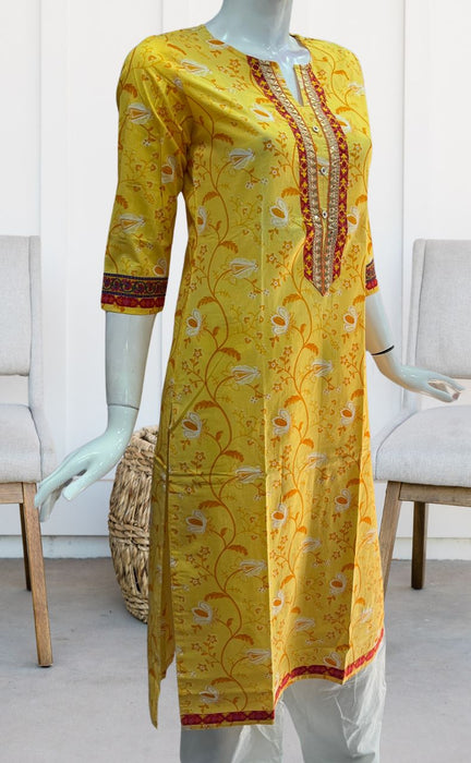 Yellow Garden Jaipuri Cotton Kurti. Pure Versatile Cotton. | Laces and Frills