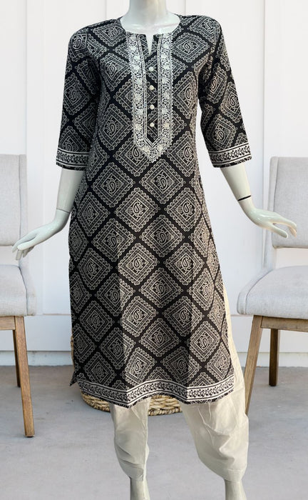 Black Abstract Jaipuri Cotton Kurti. Pure Versatile Cotton. | Laces and Frills