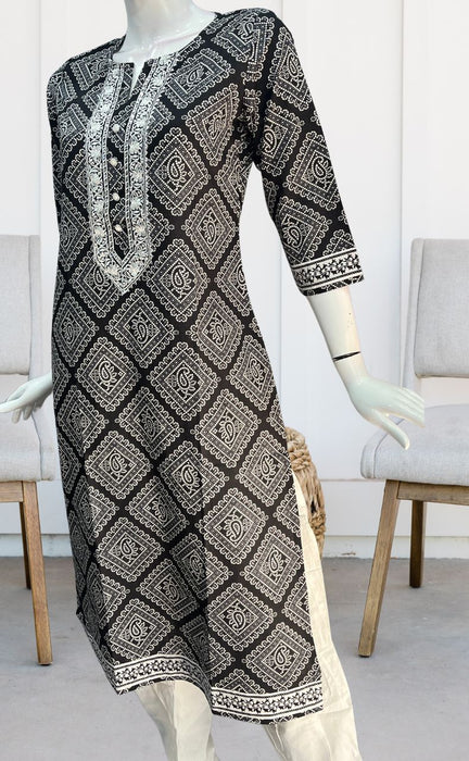 Black Abstract Jaipuri Cotton Kurti. Pure Versatile Cotton. | Laces and Frills