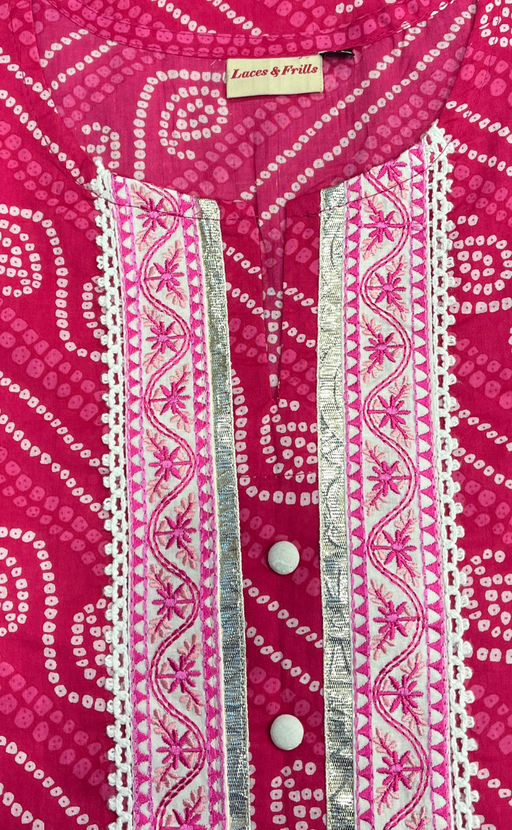 Rani Pink Bandini Cotton Kurti. Pure Versatile Cotton. | Laces and Frills