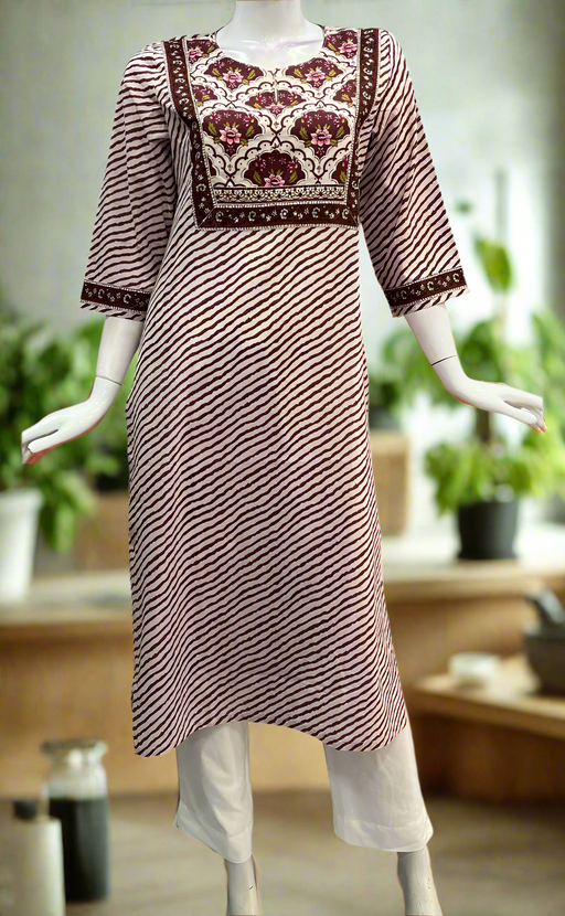 Maroon Garden Jaipuri Cotton Kurti. Pure Versatile Cotton. | Laces and Frills